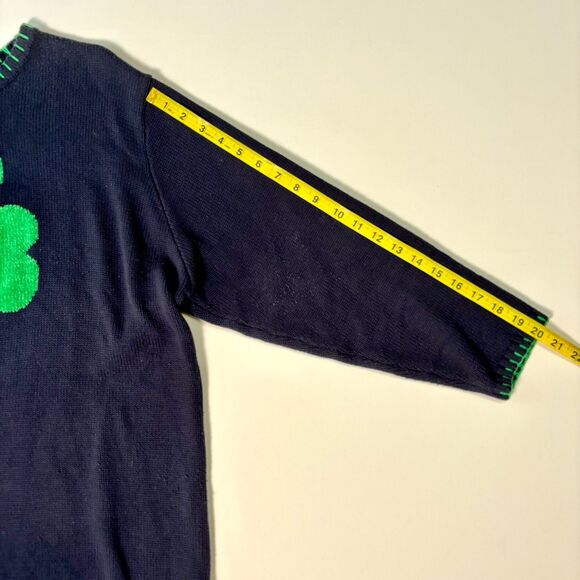 Quacker Factory Sweater Womens Plus 1X Navy Blue St Patricks Day Green Shamrock - Picture 10 of 16